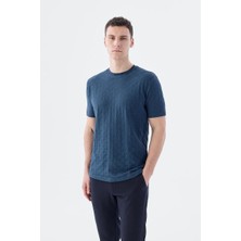 Lacivert Slim Fit Triko Bisiklet Yaka T-Shirt
