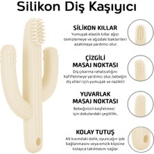 2'li Bebek Diş Kaşıyıcı Seti - Silikon Diş Kaşıma Emziği, Kaktüs Silikon Diş Kaşıyıcı - Bej