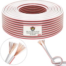 Hoparlör Kablosu Kordon 2x0.75 Zayıf Akım LED Kablosu Beyaz 100 Metre