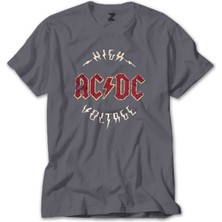 Ac Dc Logo Vintage Gri Tişört