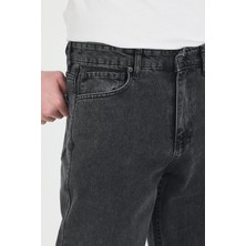 Erkek Baggy Fit Kot Pantolon Füme