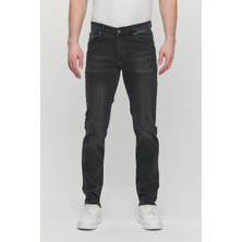 Regular Fit Likralı Erkek Denim Kot Pantolon Füme