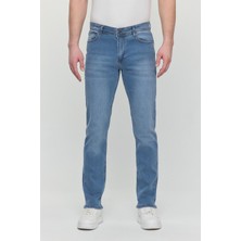 Regular Fit Likralı Erkek Denim Kot Pantolon Mavi