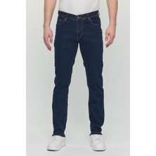 Regular Fit Likralı Erkek Denim Kot Pantolon Lacivert