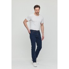 Regular Fit Likralı Erkek Denim Kot Pantolon Lacivert