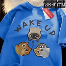 Tarz Sokak Kediler Japon Tarzı Erkek Giyim Pamuk Tee Giysi T-Shirt 3 Onlookers Uyanmak Boy Kaliteli Göml