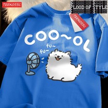 Tarz Sokak Samoye Hava Fanı Cartoonprinting Adam Tee Giyim Uydurma Eğlence T Shirt Eğlence Gençlik Tee G