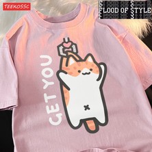 Tarz Sokak Alıcı Bebekler Kediler ve Dogsprint Mans T-Shirt Uydurma Boy T-Shirt Eğlence Yumuşak Tshirt Z