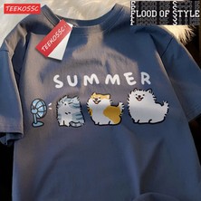 Tarz Sokak Çizgi T Chai Köpek Samo Blower Fanprinting Adam Tees Grafik Moda T Shirt Yüksek Kaliteli Günl