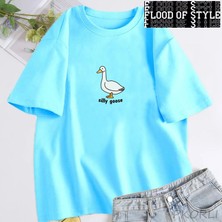 Tarz Sokak Aptal Kaz T-Shirt Kadın Trendy Unisex T Gömlek Yaz Pamuk Kısa Kollu Komik Kaz Tişörtleri Üstl