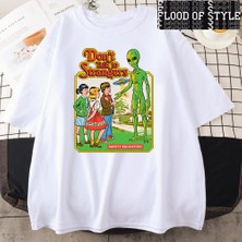 Tarz Sokak Korku Komik Serisi Yabancılarla Konuşmayın Güvenlik Eğitimi Erkekler T Shirt Moda Pamuk Gömle