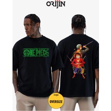 Tarz Sokak One Piece Monkey D. Luffy Roronoa Zoro Ön Arka Baskılı Unisex Oversize