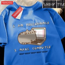 Tarz Sokak Ben Programcı Ben Yapmak Bilgisayar Erkek T Shirt Yaz Pamuk T-Shirt Boy Gevşek Kısa Kollu Cre