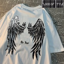 Tarz Sokak Melek Açılmamış Kanatları T-Shirt Erkekler Kadınlar Pamuklu T-Shirt Vintage Yaz Tee Elbise Ki