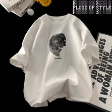 Tarz Sokak Erkek T-Shirt Büyük Boy 5xl Pamuk T Gömlek Beyaz Erkekler Için Rahat Yaz Giyim Gezegen Baskı