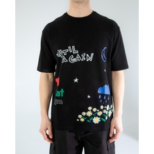 Oversıze Unisex Baskılı T-Shırt Untıl Black