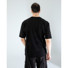 Oversıze Unisex Baskılı T-Shırt Untıl Black
