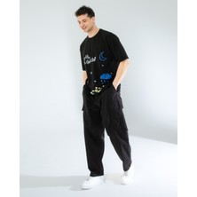 Oversıze Unisex Baskılı T-Shırt Untıl Black
