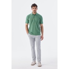 Jakamen Yeşil Düğme Detaylı Slim Fit Polo Yaka T-Shirt