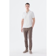 Jakamen Beyaz Slim Fit Apaş Yaka T-Shirt