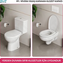 Rivera Klozet Kapağı – Beyaz, Yavaş Kapanır, Tak-Çıkar, Oval Uyumlu, kolay montajlı