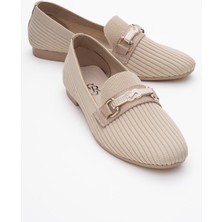 Ccway Kadın Tokalı Triko Günlük Ayakkabı BEJ