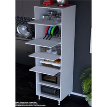 Silva Silva 4 Kapak 59,6 x 226,4 x 56 cm 6 Derin Göz Raf Mini Mikrodalga Fırın Dolabı Mutfak Dolabı