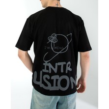 Oversıze Unisex Baskılı T-Shırt Intrusıon Black
