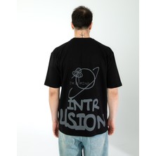 Oversıze Unisex Baskılı T-Shırt Intrusıon Black