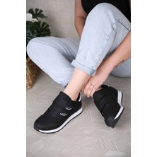 Ccway Kadın Çift Cırtlı Spor Ayakkabı SİYAH BEYAZ