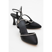 Ccway Kadın Tek Bantlı Topuklu Sandalet SİYAH CİLT