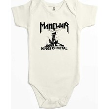 Z zepplin Manowar Kings Of Metal Black Ekru Renk Bebek Body Zıbın