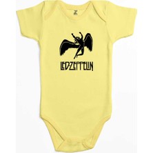 Z zepplin LED Zeppelin Black Angel Sarı Renk Bebek Body Zıbın