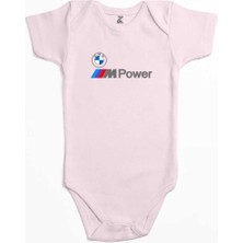 Z zepplin Bmw Logo M Power Yazı Pembe Renk Bebek Body Zıbın