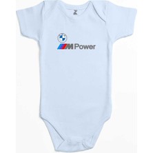Z zepplin Bmw Logo M Power Yazı Mavi Renk Bebek Body Zıbın