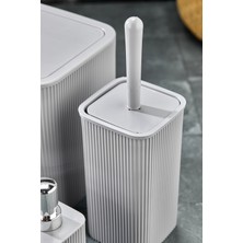 Homie Line 5 Parça Kare Banyo Seti - Çöp Kovası Wc Fırçası Sıvı-Katı Sabunluk Diş Fırçası