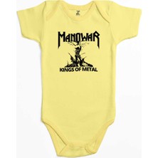 Z zepplin Manowar Kings Of Metal Black Sarı Renk Bebek Body Zıbın
