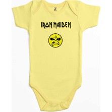 Z zepplin Iron Maiden Face Sarı Renk Bebek Body Zıbın