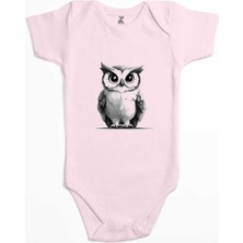 Baykuş Pembe Renk Bebek Body Zıbın
