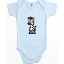 Şirin Zebra Mavi Renk Bebek Body Zıbın
