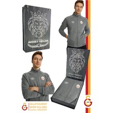 Galatasaray Lisanslı Gri Sweatshirt 2XL Erkek Dik Yaka Fermuarlı Rahat ve Şık Tasarım