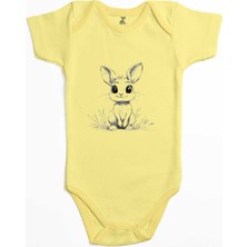 Şirin Tavşan Sarı Renk Bebek Body Zıbın