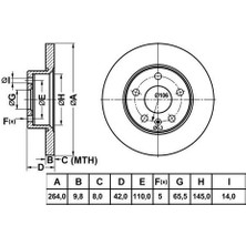 Mga 50131 Fren Diski Arka Astra G 98- Astra H 04- Corsa C 00- Combo 00- Zafira A 99- Zafira B 05- Merıva A 03- Merıva B 10- Düz 264MM