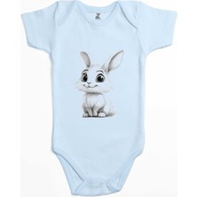 Şirin Tavşan Mavi Renk Bebek Body Zıbın