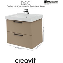 D20 65 cm Iki Çekmeceli Lavabo Dolabı Dafne Melamin Kapak (Demonte)