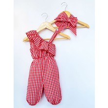 Kız Çocuk Askılı Tulum Bandana Takım