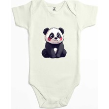 Şirin Panda Ekru Renk Bebek Body Zıbın
