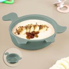 Kaplumbağa Figürlü Silikon Bebek Mama Kasesi - Şekilli Bebek Beslenme Kasesi - Yeşil