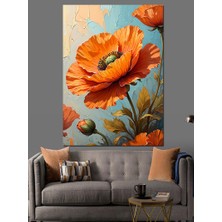 Turuncu Gelincikle Bahar Selamı Dekoratif Kanvas - Mdf Ahşap Tablo