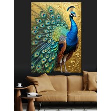 Tüyleri Işıldayan Tavus Kuşu Dekoratif Kanvas - Mdf Ahşap Tablo